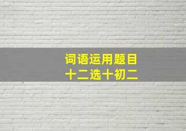 词语运用题目 十二选十初二